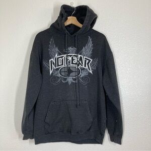 No Fear Hoodie Y2K Mens Medium Grunge Skate  Dark Gray Tribal